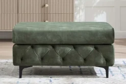 Chesterfield Sitzhocker MODERN BAROCK 95cm grün Samt Fußhocker