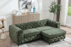 Chesterfield Sitzhocker MODERN BAROCK 95cm grün Samt Fußhocker