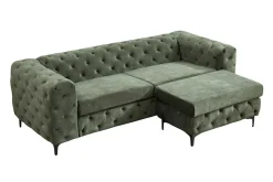 Chesterfield Sitzhocker MODERN BAROCK 95cm grün Samt Fußhocker