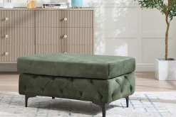 Chesterfield Sitzhocker MODERN BAROCK 95cm grün Samt Fußhocker