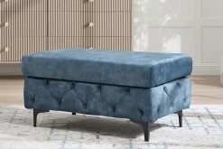 Chesterfield Sitzhocker MODERN BAROCK 95cm petrol Samt Fußhocker