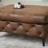 Chesterfield Sitzhocker MODERN BAROCK 90cm antik braun Fußhocker