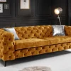 Chesterfield Sofa MODERN BAROCK 235cm senfgelb Samt 3-Sitzer Couch Federkern