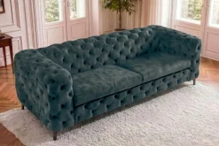 Chesterfield Sofa MODERN BAROCK 235cm petrol Samt 3-Sitzer Couch Federkern