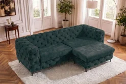 Chesterfield Sofa MODERN BAROCK 235cm petrol Samt 3-Sitzer Couch Federkern