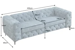 Chesterfield Sofa MODERN BAROCK 235cm petrol Samt 3-Sitzer Couch Federkern