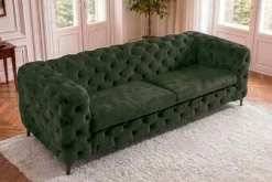 Chesterfield Sofa MODERN BAROCK 235cm grün Samt 3-Sitzer Couch Federkern