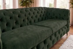 Chesterfield Sofa MODERN BAROCK 235cm grün Samt 3-Sitzer Couch Federkern