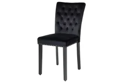Chesterfield Stuhl CASTLE schwarz Samt Gummiholz Ziernieten