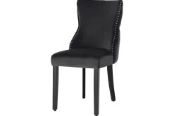 Chesterfield Stuhl CASTLE DELUXE schwarz Samt mit Löwenkopf Nieten