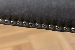 Chesterfield Stuhl CASTLE schwarz Kunstleder Gummiholz Ziernieten