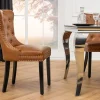Chesterfield Stuhl CASTLE braun Kunstleder schwarz Massivholz mit Komfortgriff