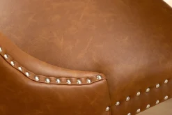 Chesterfield Stuhl CASTLE braun Kunstleder schwarz Massivholz mit Komfortgriff