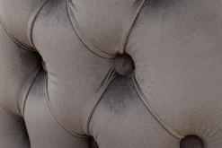Chesterfield Stuhl CASTLE DELUXE grau Samt mit Löwenkopf Nieten