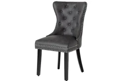 Chesterfield Stuhl CASTLE schwarz Kunstleder Massivholz mit Komfortgriff