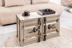 Container-Schrank GLOBETROTTER 80cm greige Metall Aktenschrank mit Flügeltüren