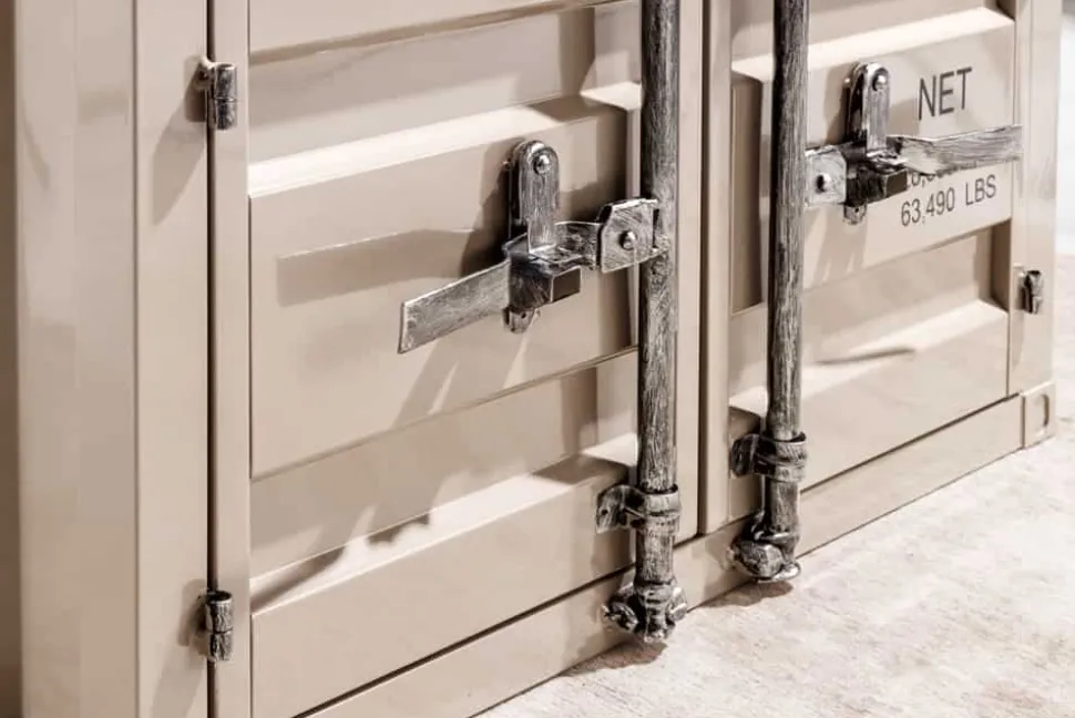 Container-Schrank GLOBETROTTER 80cm greige Metall Aktenschrank mit Flügeltüren