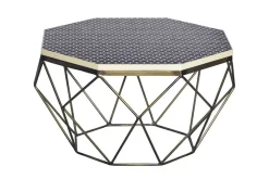 Couchtisch DIAMOND 70cm schwarz weiß messing Mosaik Kunsthandwerk