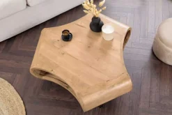 Couchtisch ORGANIC LIVING 90cm natur cream finish Mangoholz mit Hairpin Legs