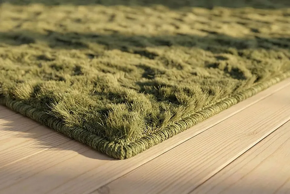 3D Hochflor Teppich DUNE 230x160cm dunkelgrün Hoch-Tief-Effekt