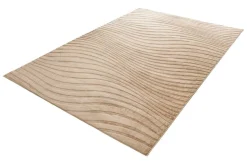 3D strukturierter Kurzflor XXL Teppich WAVE 350x235cm beige Hoch-Tief-Effekt