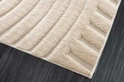 3D strukturierter Kurzflor Teppich ART DECO 230x160cm beige Hoch-Tief-Effekt