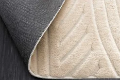 3D strukturierter Kurzflor Teppich ART DECO 230x160cm beige Hoch-Tief-Effekt