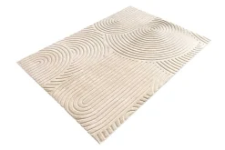 3D strukturierter Kurzflor Teppich ART DECO 230x160cm beige Hoch-Tief-Effekt