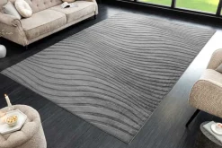 3D strukturierter Kurzflor XXL Teppich WAVE 350x235cm anthrazit Hoch-Tief-Effekt