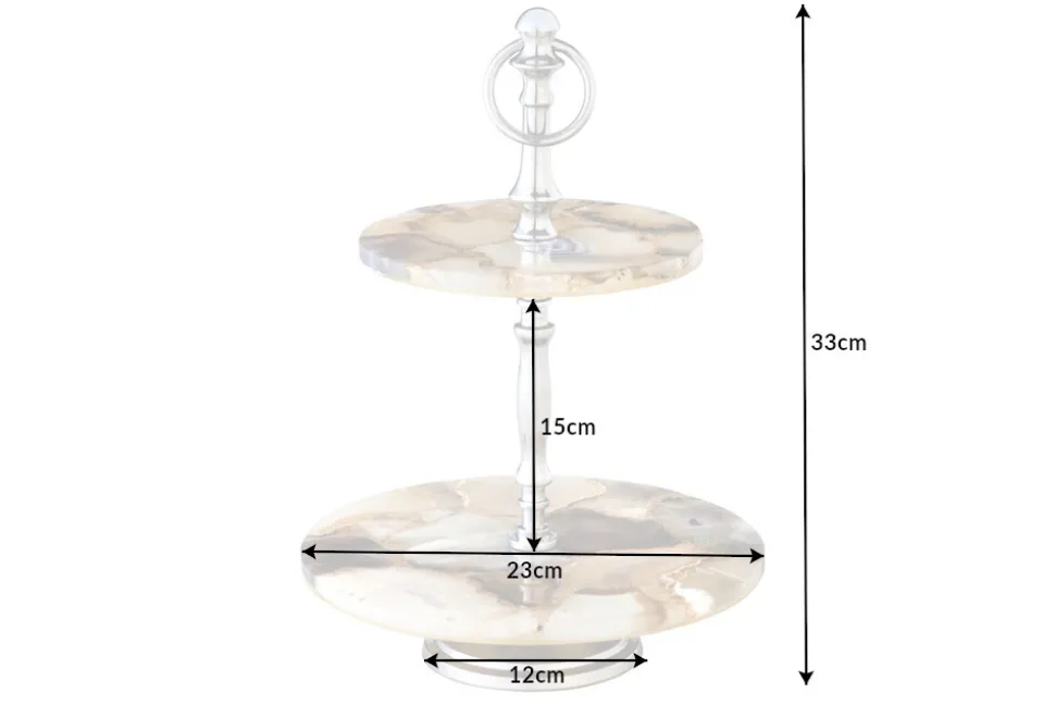 Deko Etagere NOBLE 35cm silber Edelstein handmade Achat Quarz Aluminium
