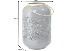 Deko Windlicht CANDLELIGHT 30cm grau Metall handmade Laterne