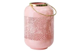 Deko Windlicht CANDLELIGHT 30cm pastell-rosa Metall handmade Laterne