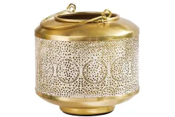 Deko Windlicht ORIENT 20cm gold Metall mit Patina handmade Laterne