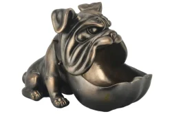 Deko-Figur BULLDOG 30cm bronze mit Ablagefach handmade