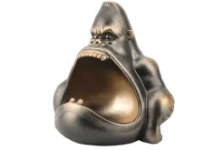 Deko-Figur KING APE 25cm bronze mit Ablagefach handmade Schale