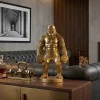 Deko-Figur KING APE 35cm gold Gorilla mit Hanteln handmade