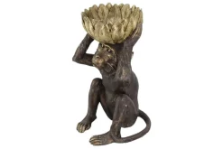 Deko-Figur MONKEY 50cm schwarz gold Affe mit Schale handmade