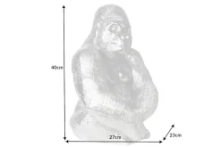 Dekorative Gorillafigur KONG 40cm silber handmade Metall Skulptur