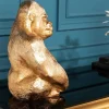 Dekorative Gorillafigur KONG 40cm gold handmade Metall Skulptur