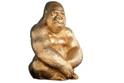 Dekorative Gorillafigur KONG 40cm gold handmade Metall Skulptur