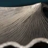 Dekorative Schale GINKGO 35cm silber handmade Metall