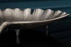 Dekorative Schale GINKGO 35cm silber handmade Metall