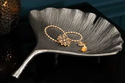 Dekorative Schale GINKGO 35cm silber handmade Metall