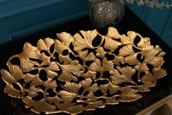 Dekorative Schale GINKGO LEAFS 40cm gold handmade Metall
