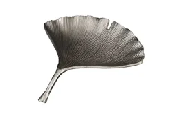 Dekorative Schale GINKGO 45cm silber handmade Metall