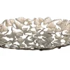 Dekorative Schale GINKGO LEAFS 40cm silber handmade Metall