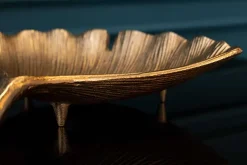 Dekorative Schale GINKGO 45cm gold handmade Metall