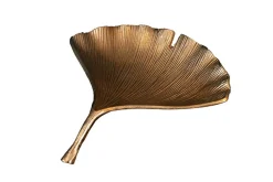 Dekorative Schale GINKGO 45cm gold handmade Metall