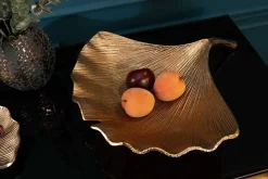 Dekorative Schale GINKGO 45cm gold handmade Metall
