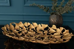 Dekorative Schale GINKGO LEAFS 50cm gold handmade Metall
